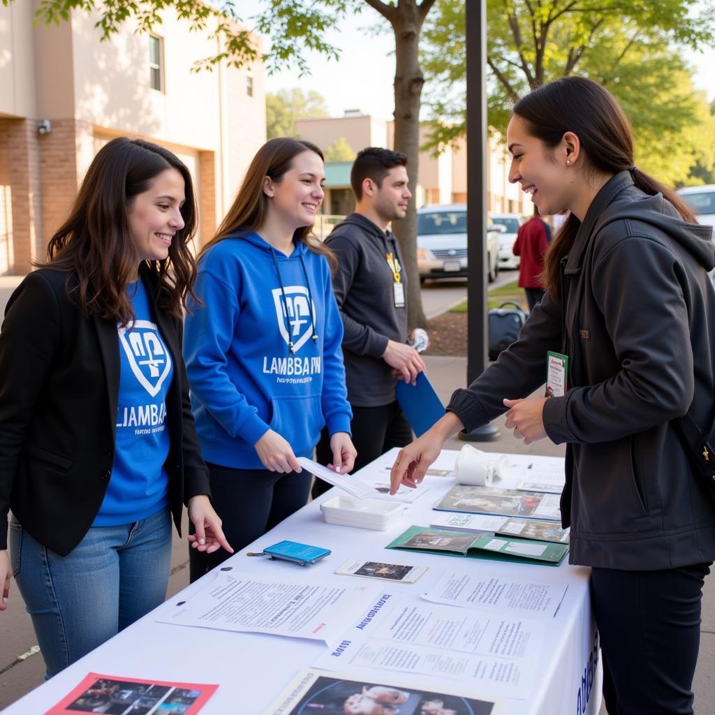 Lambda Nu members volunteer their time for a community health fair.