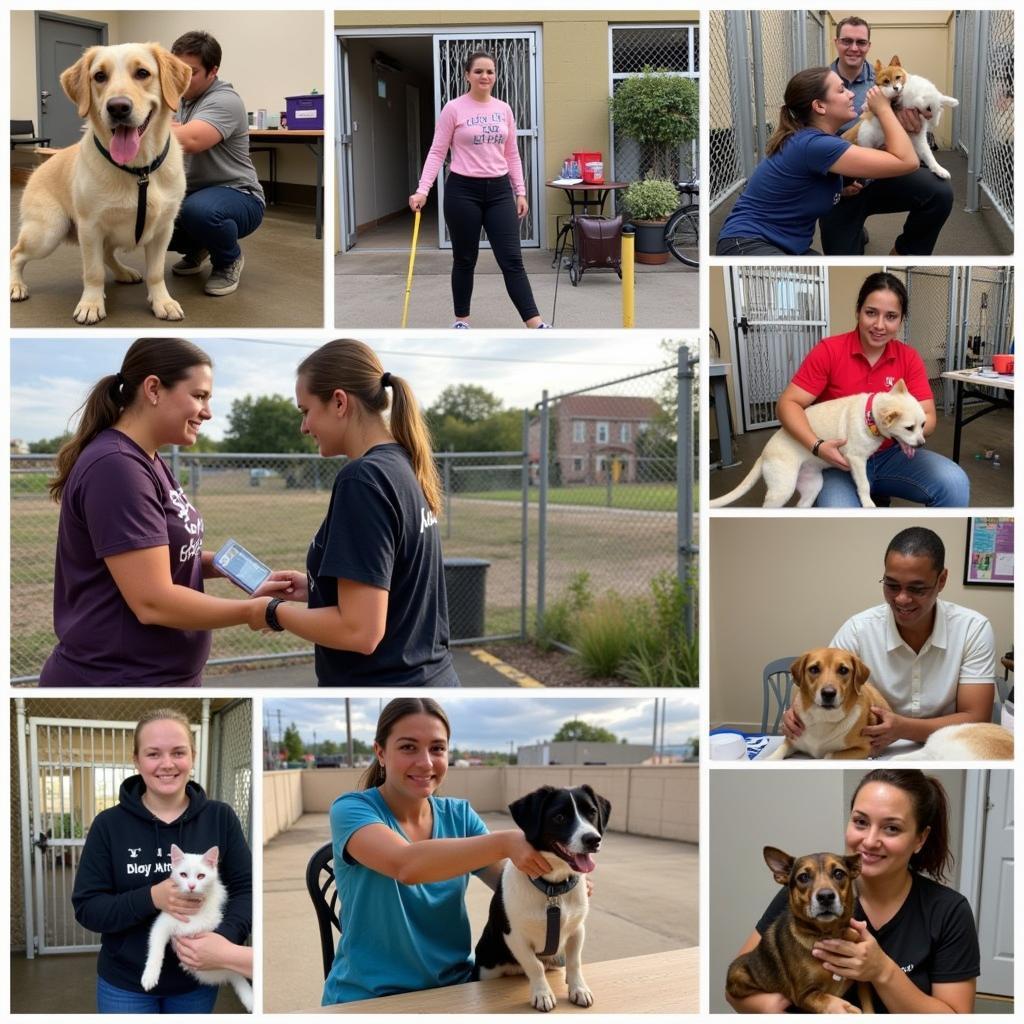 Volunteers interacting with animals at the Lee County Humane Society