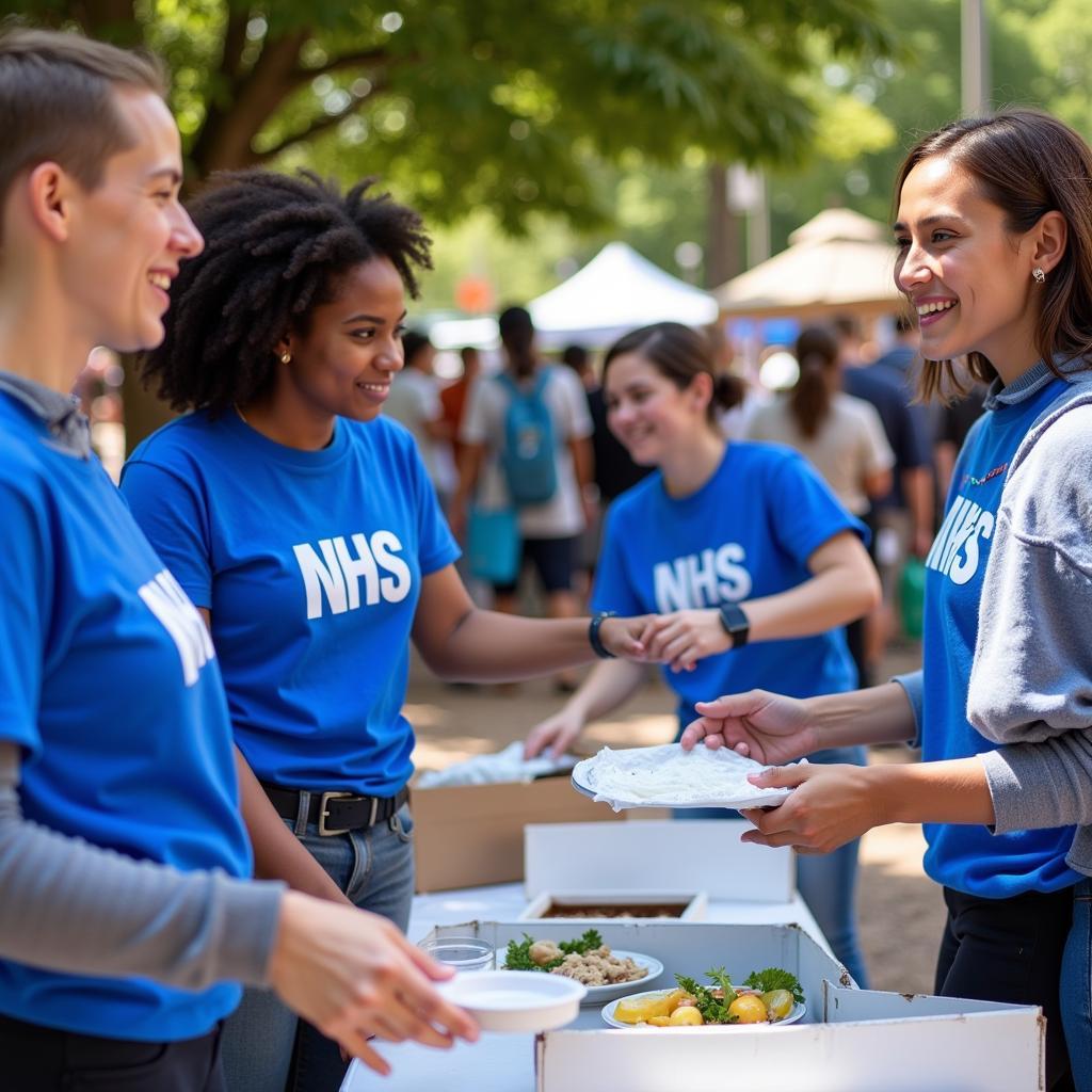 NHS volunteers working at a community event