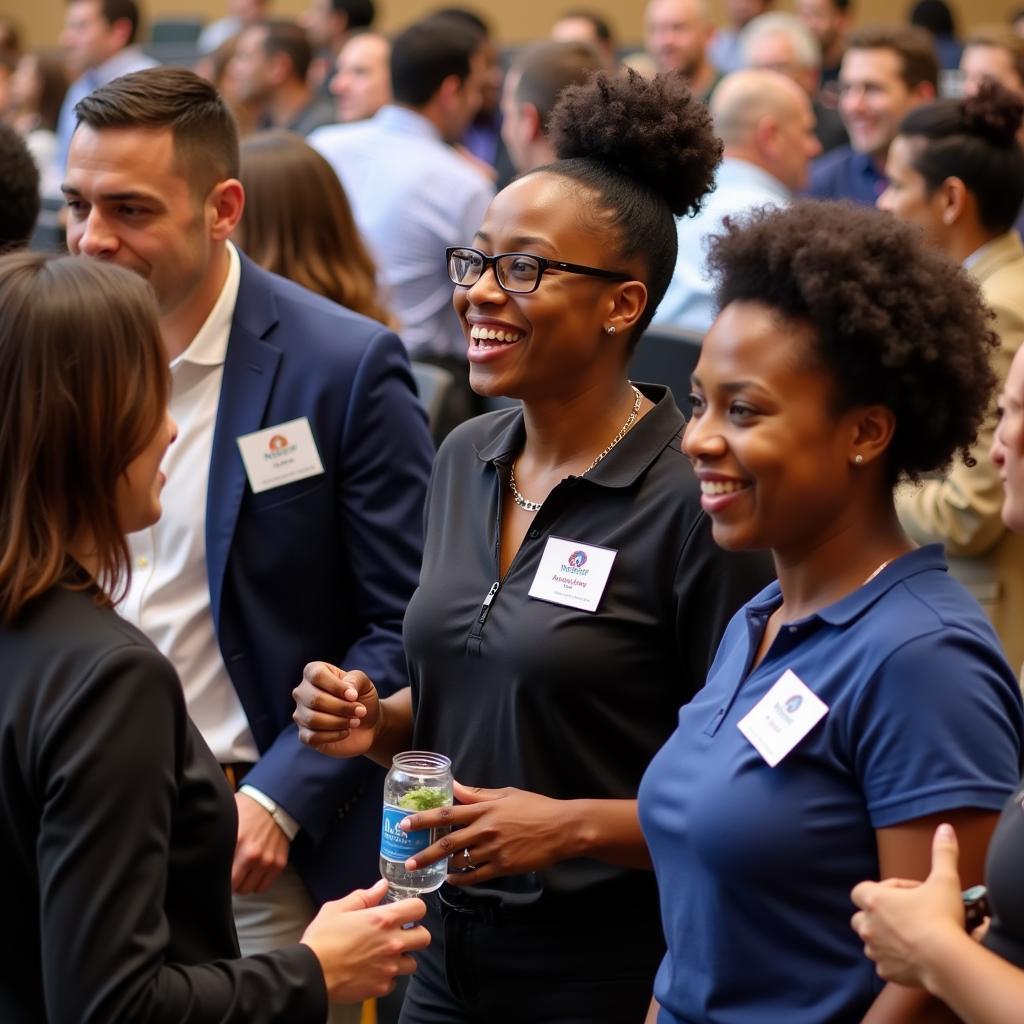 NSBE members networking at a community event.