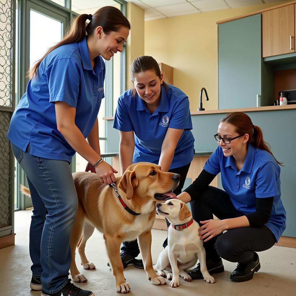 Volunteers caring for animals at the Ontario County Humane Society