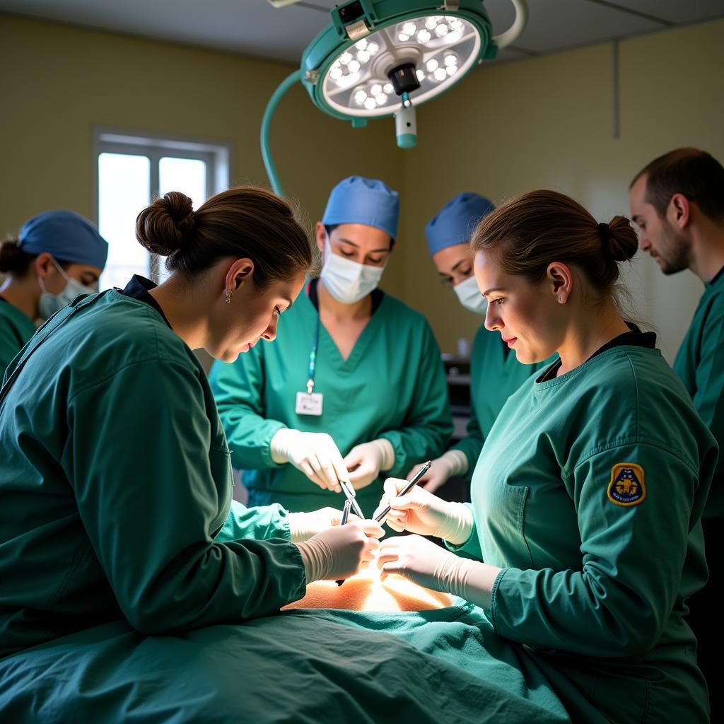 PMRS doctors performing a surgical procedure in a field hospital