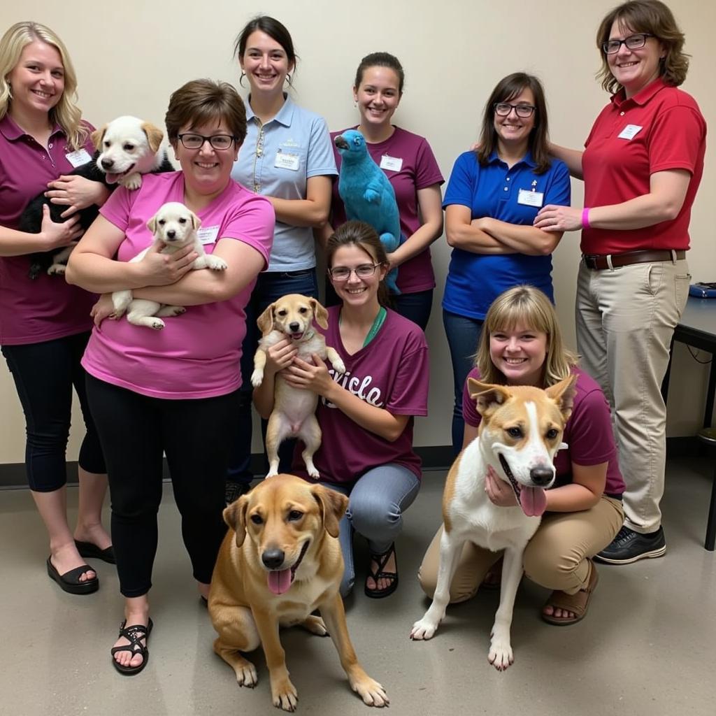 Dedicated volunteers at Saint Marys Humane Society contribute their time and skills to enrich the lives of animals in need.