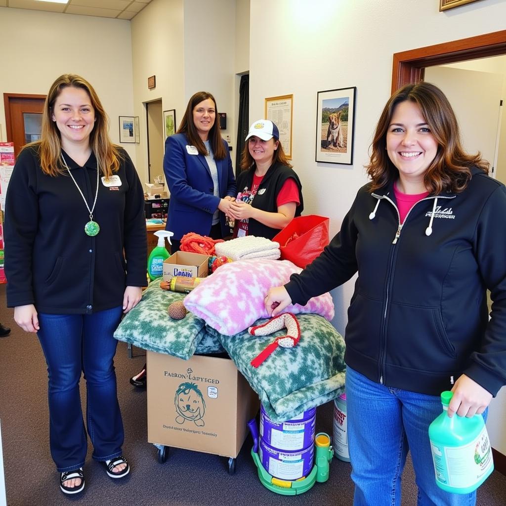 Community members donating supplies to the San Luis Valley Animal Welfare Society