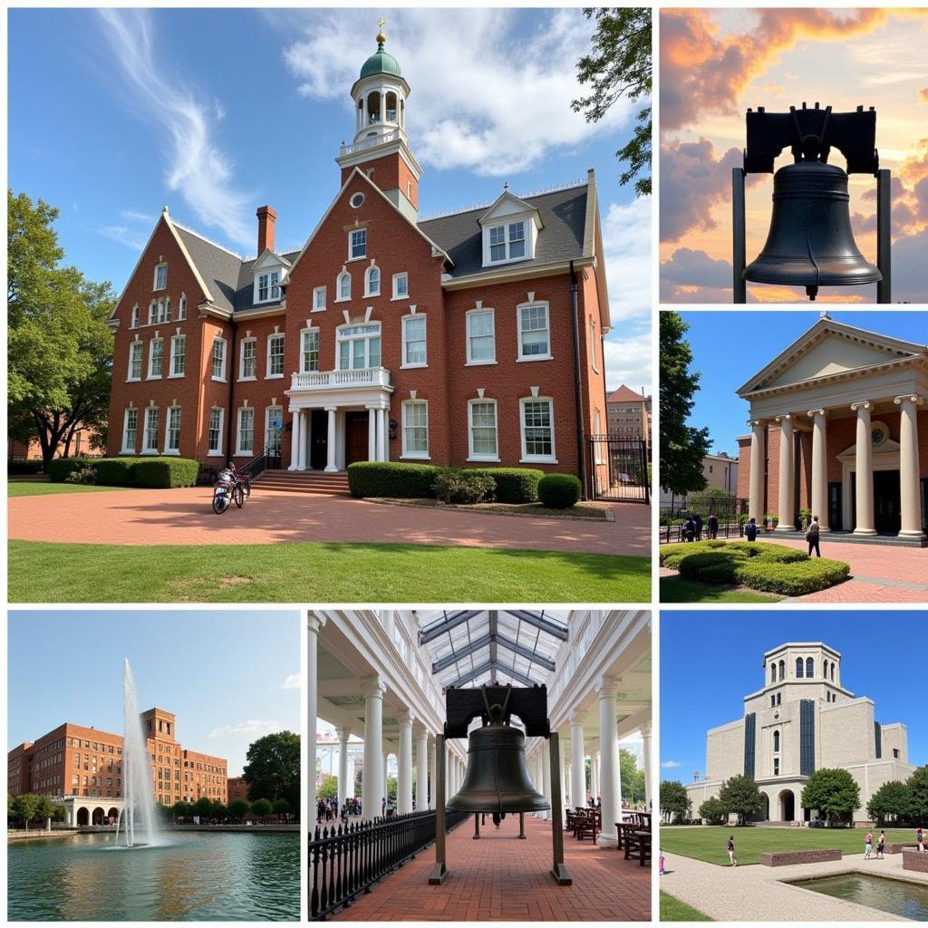 Image showcasing various nearby attractions to the Sheraton Society Hill Hotel in Philadelphia, including historical landmarks and cultural institutions.