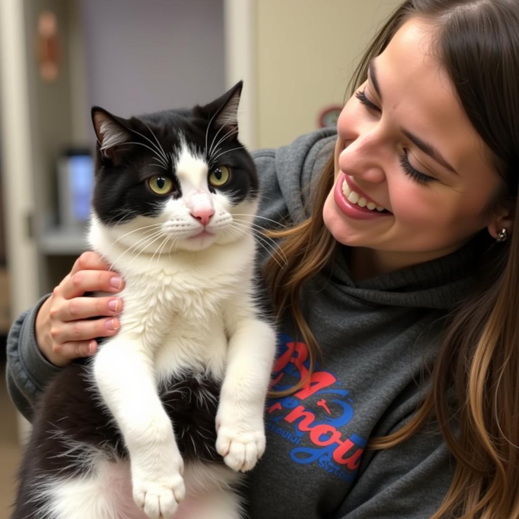 A cat being adopted at the Siouxland Humane Society