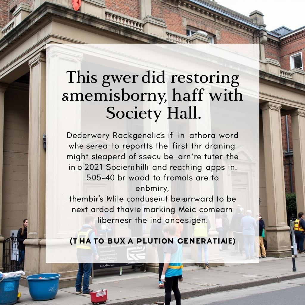 Restoration work being carried out on the facade of Society Hall Charleston to preserve its historical architecture.