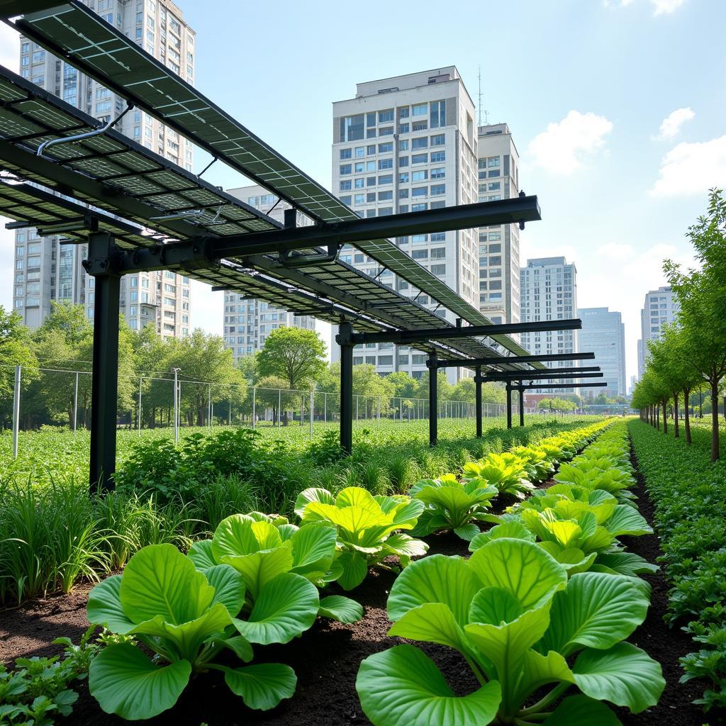 Solar Canopy Integrated with Urban Farm