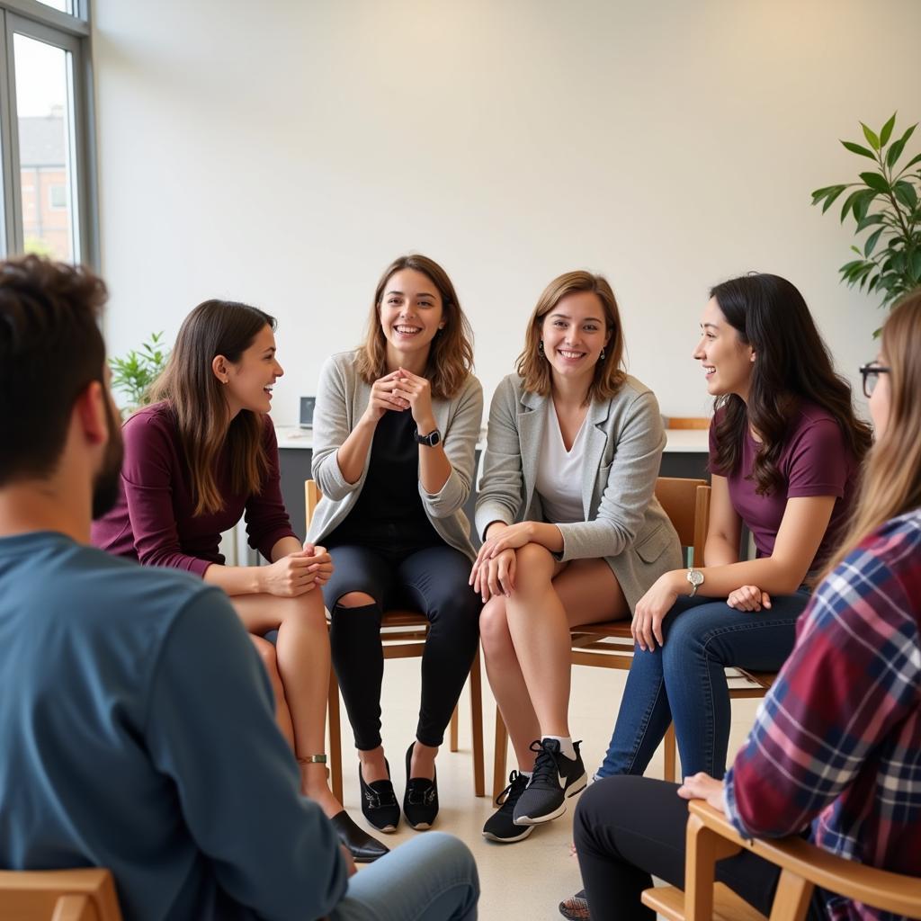 A diverse group of students engaged in a lively discussion about the role of secret societies in society.