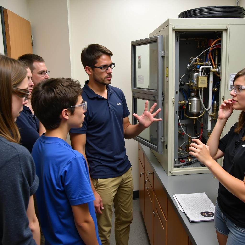 Students learning about refrigeration systems