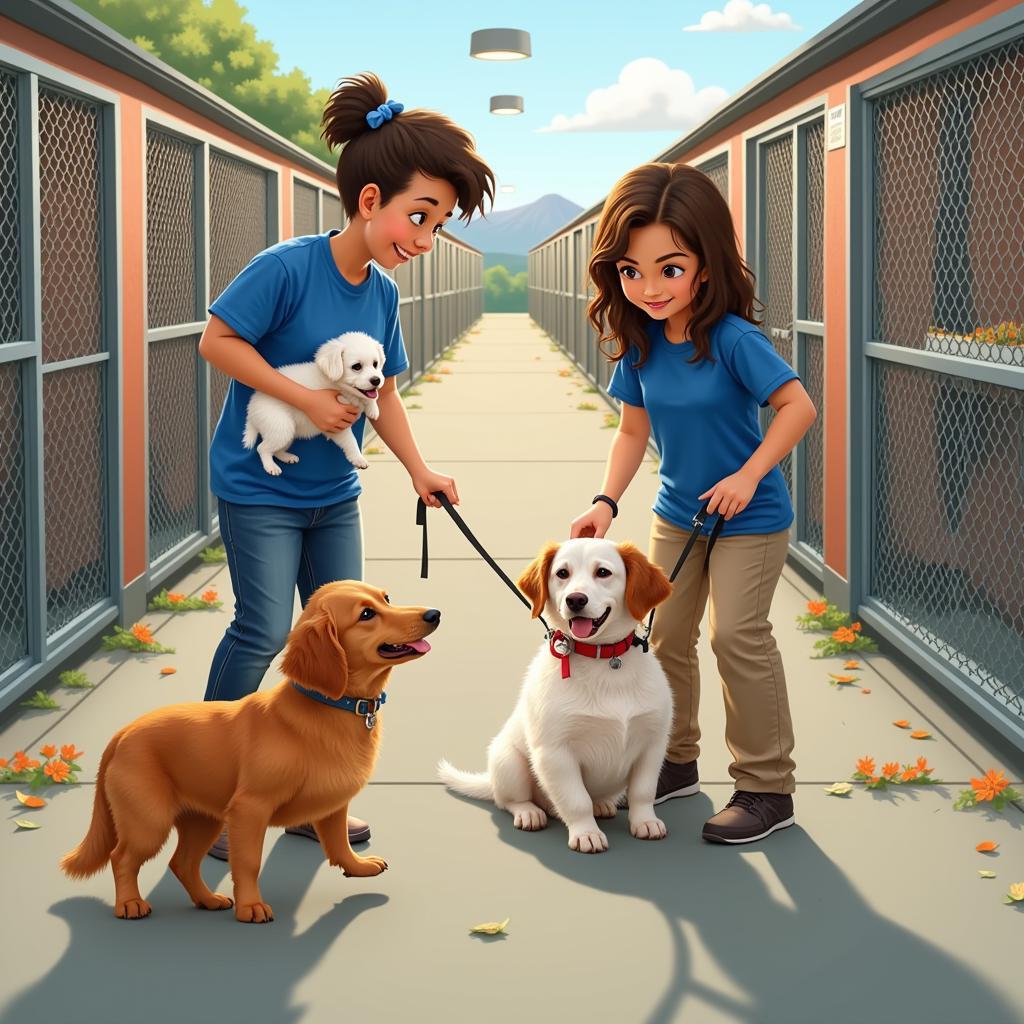 Volunteers helping with animal care at the Humane Society in Delhi, NY