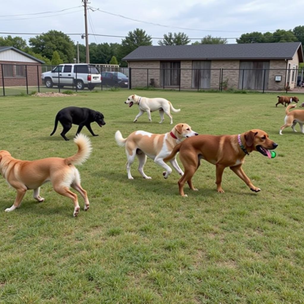 Dogs playing together at the Aberdeen Humane Society.