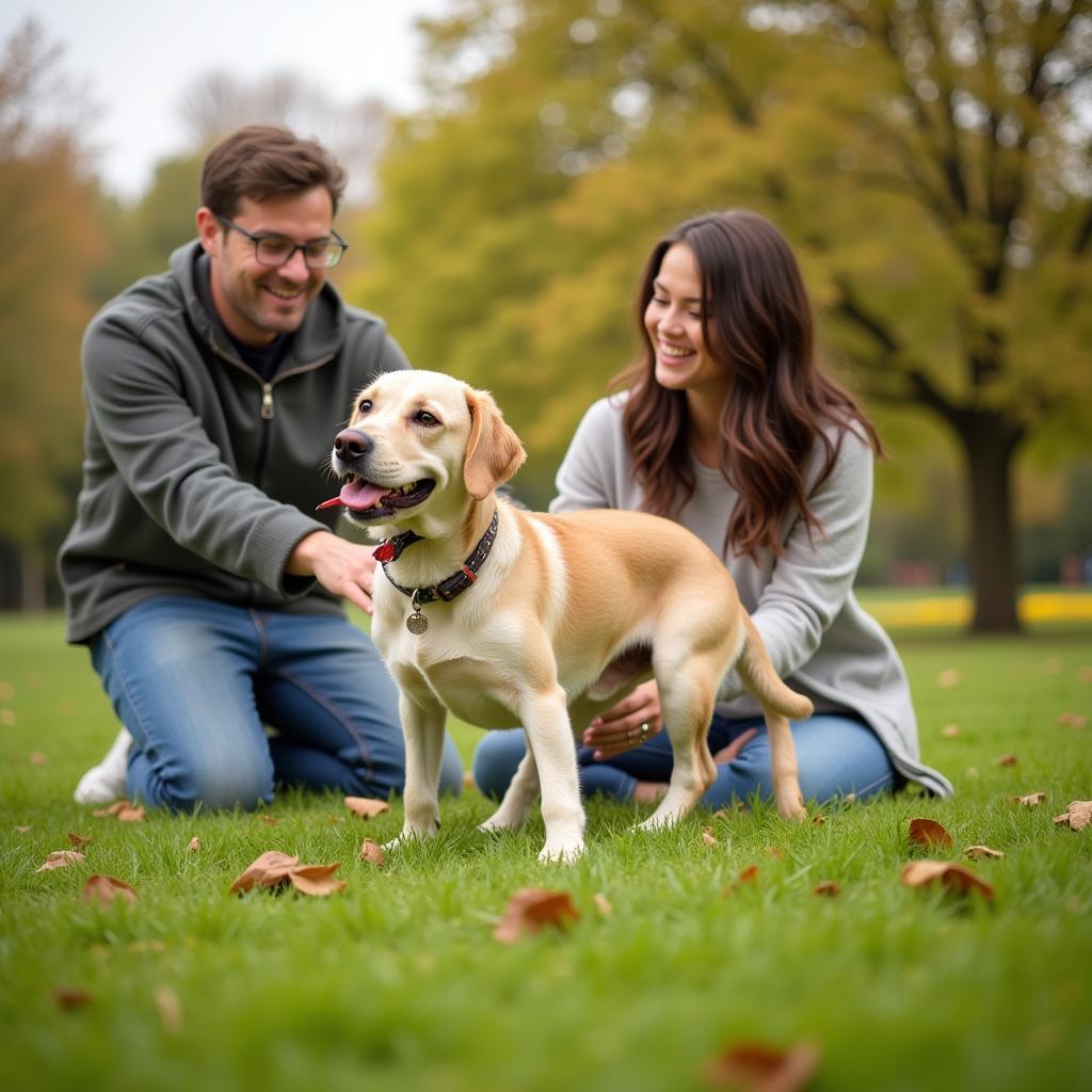 Adopted Dog with New Family