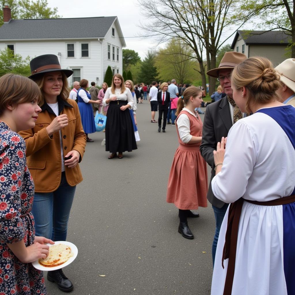 Members of the Bethel community participating in a historical reenactment event organized by the Bethel Historical Society.