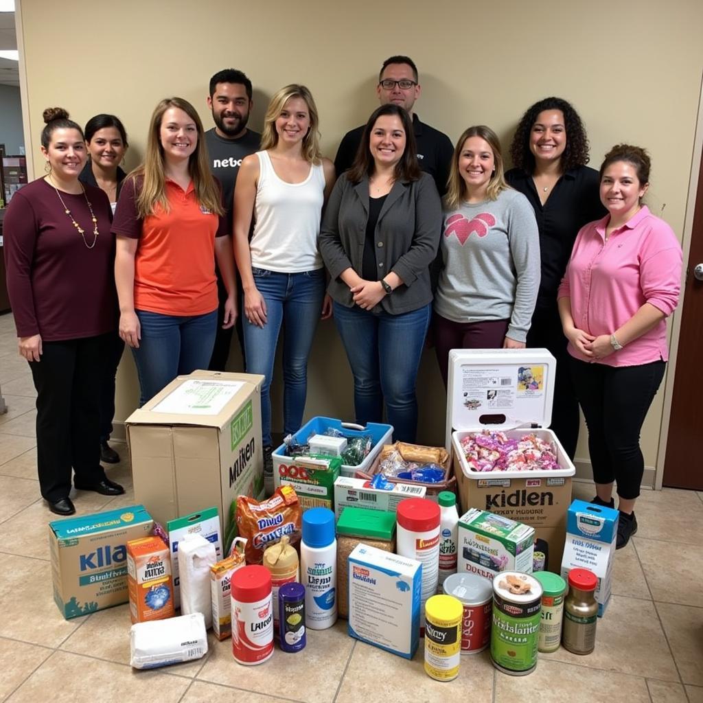 Community members donating essential supplies like food, blankets, and toys to the McAllen Humane Society.