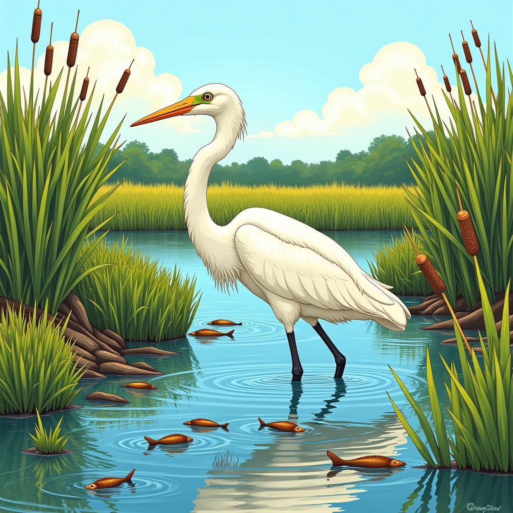 Great Egret in its Wetland Habitat