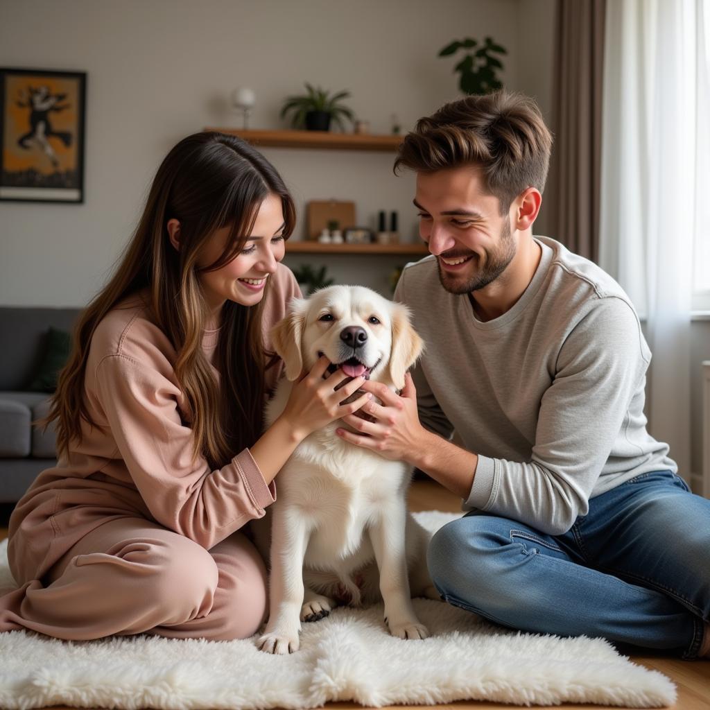 Happy Family with Adopted Pet