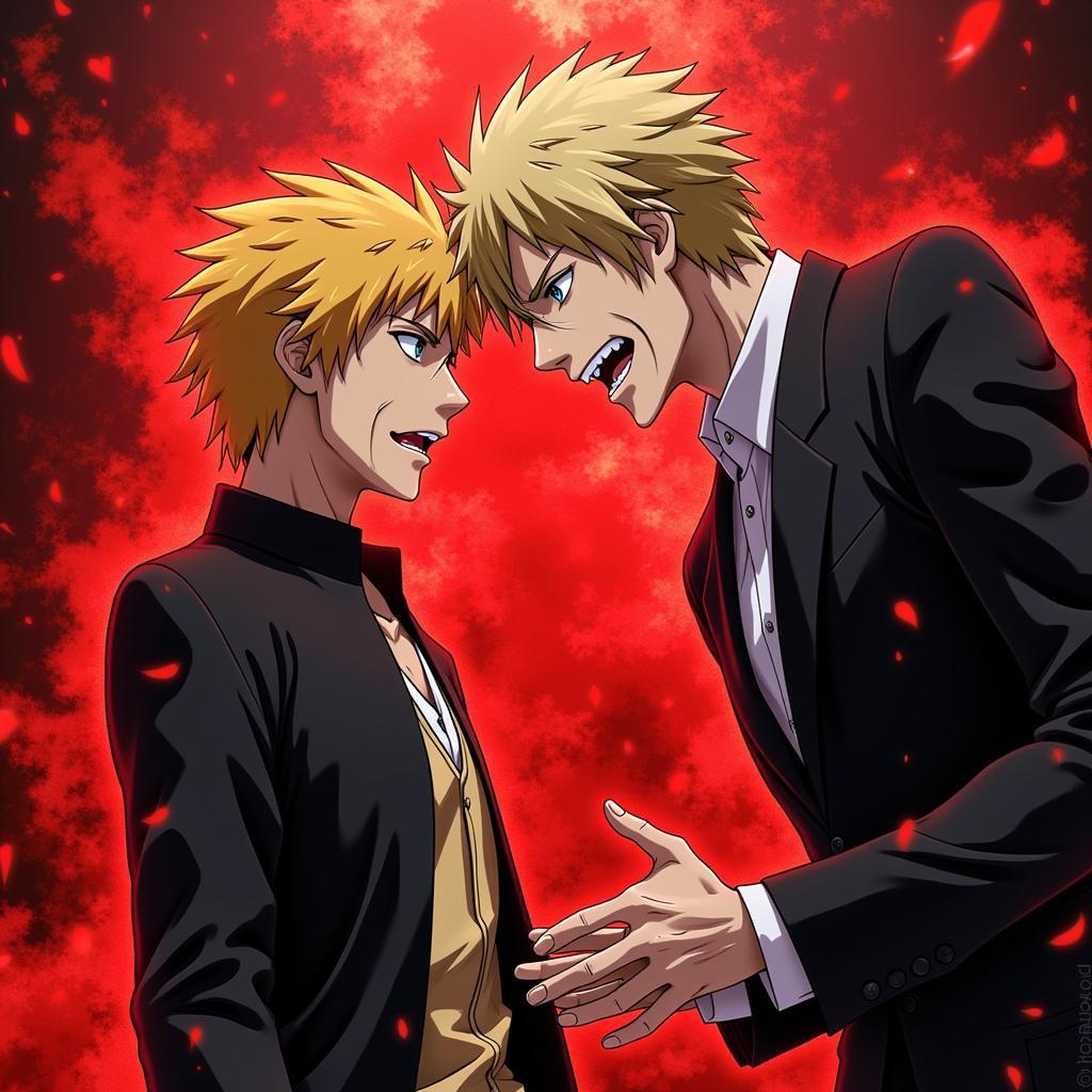 Ichigo confronts Aizen, showcasing his bravery and unwavering commitment to justice.  The image conveys a sense of tension and the high stakes of the conflict.