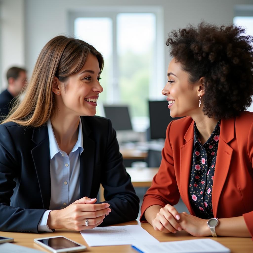 A mentor guiding a mentee in the international society of professional women