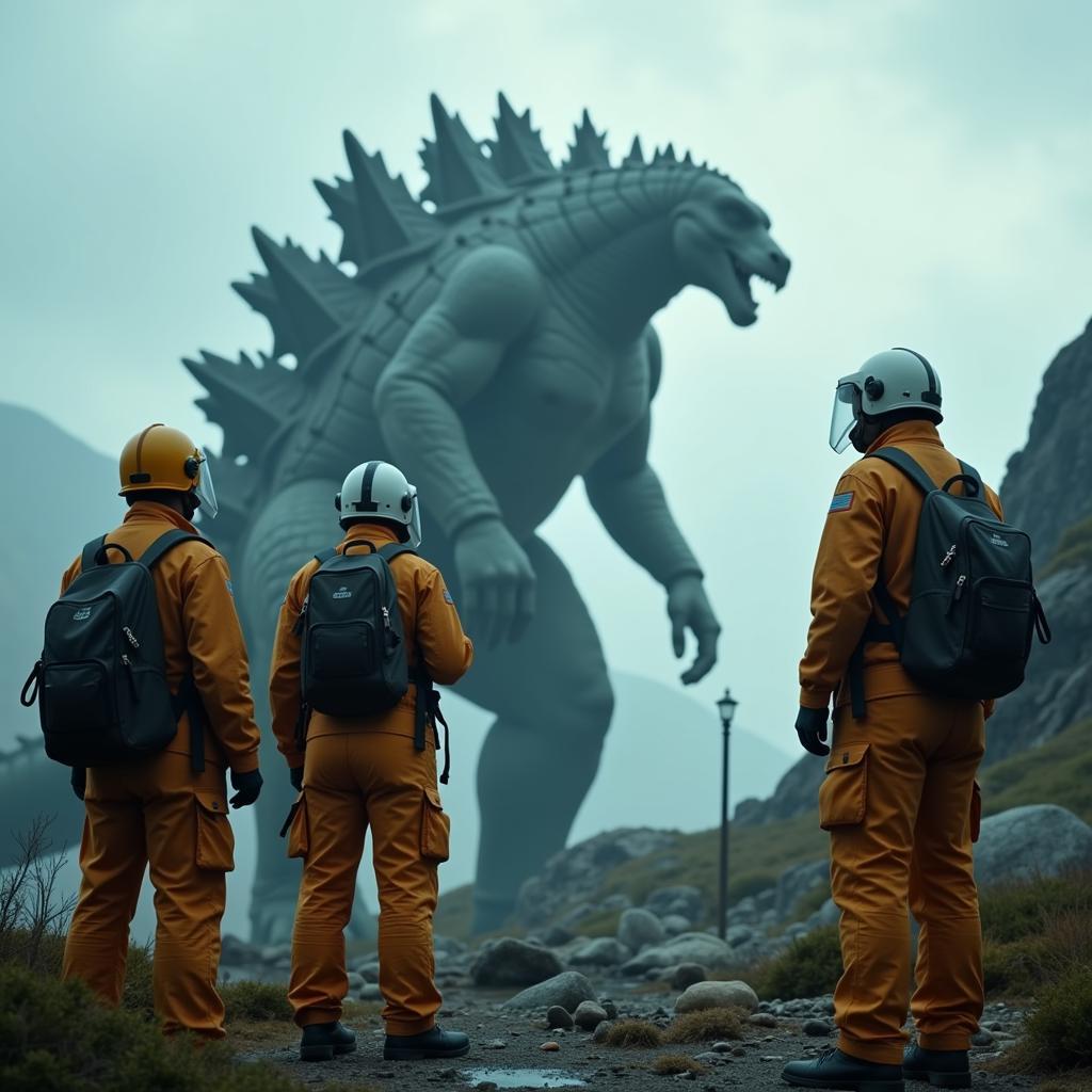 Scientists Studying Kaiju in the Kaiju Preservation Society Movie