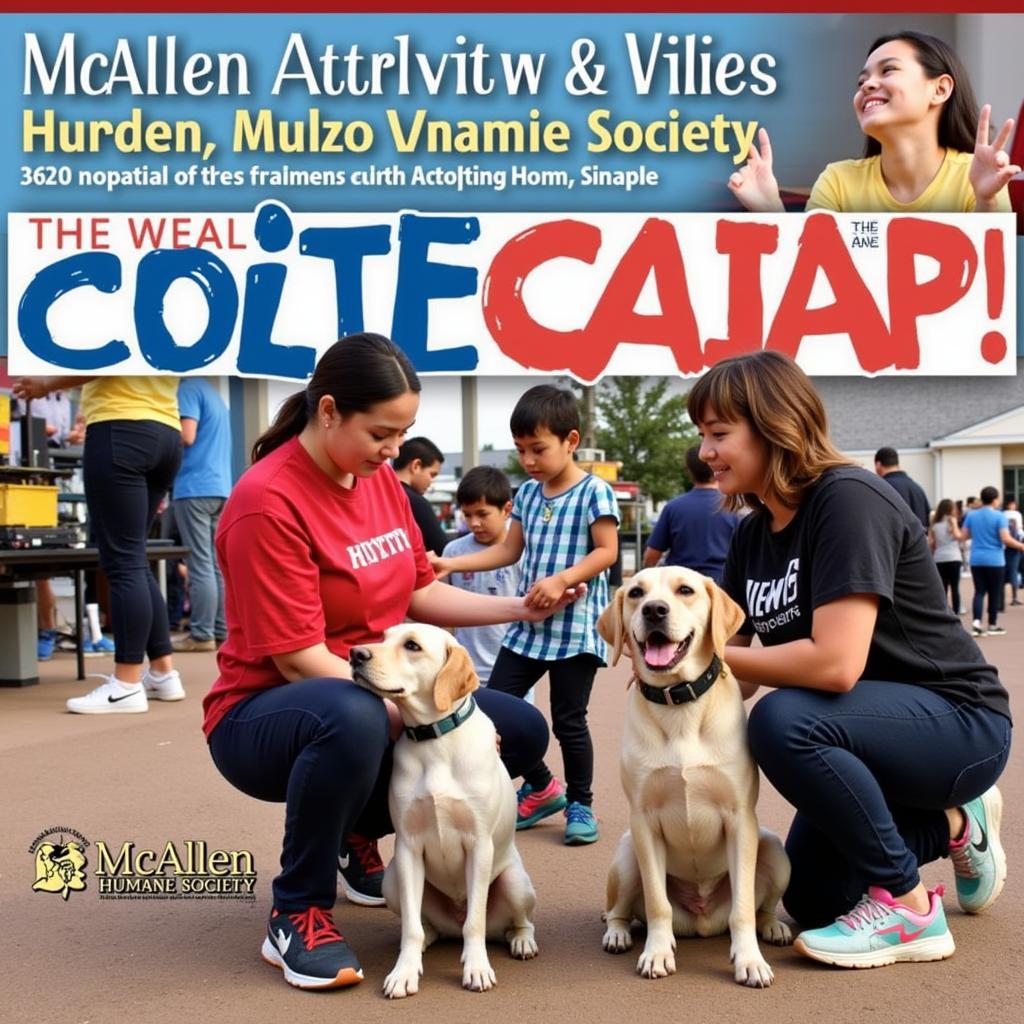 A successful adoption event at the McAllen Humane Society with families finding their new furry companions.