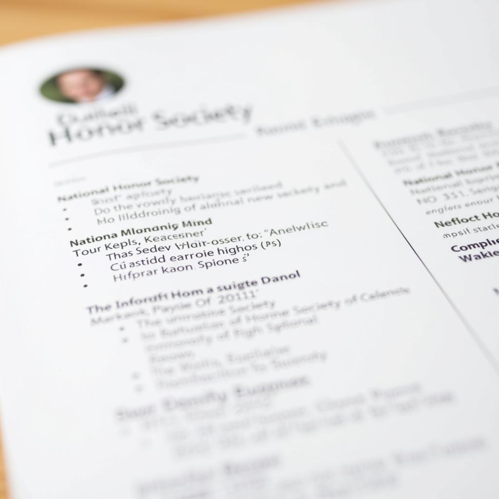 Example of a resume with national honor society membership highlighted