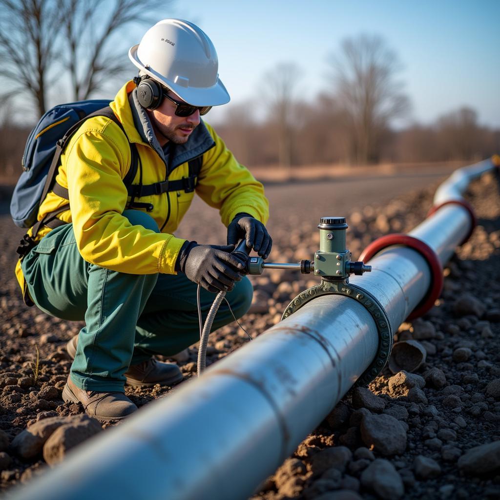 NDT Technician Inspecting Pipeline Integrity