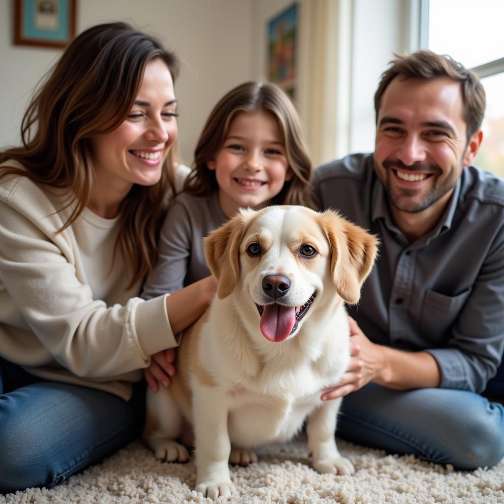 A happy family adopting a pet from the Oswego County Humane Society.