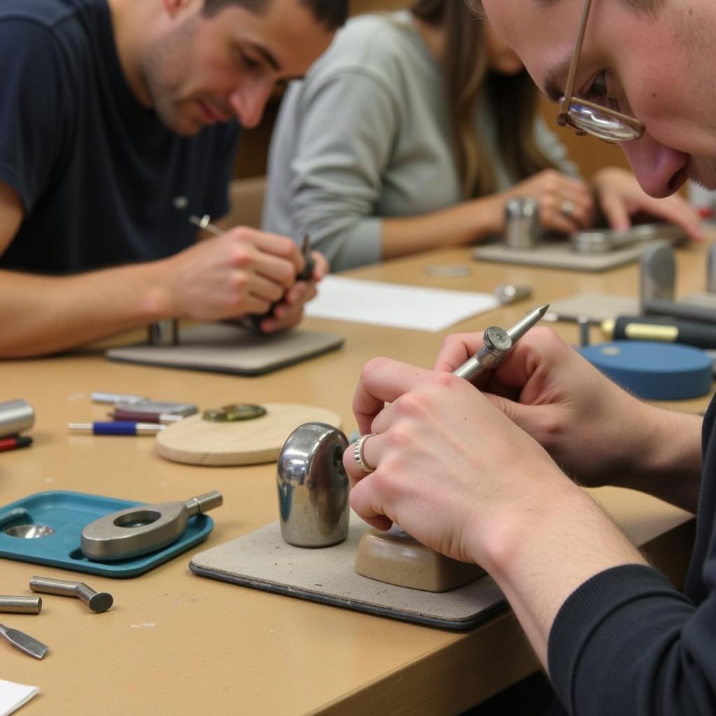 Learning Cabochon Making at the San Diego Mineral and Gem Society Workshop