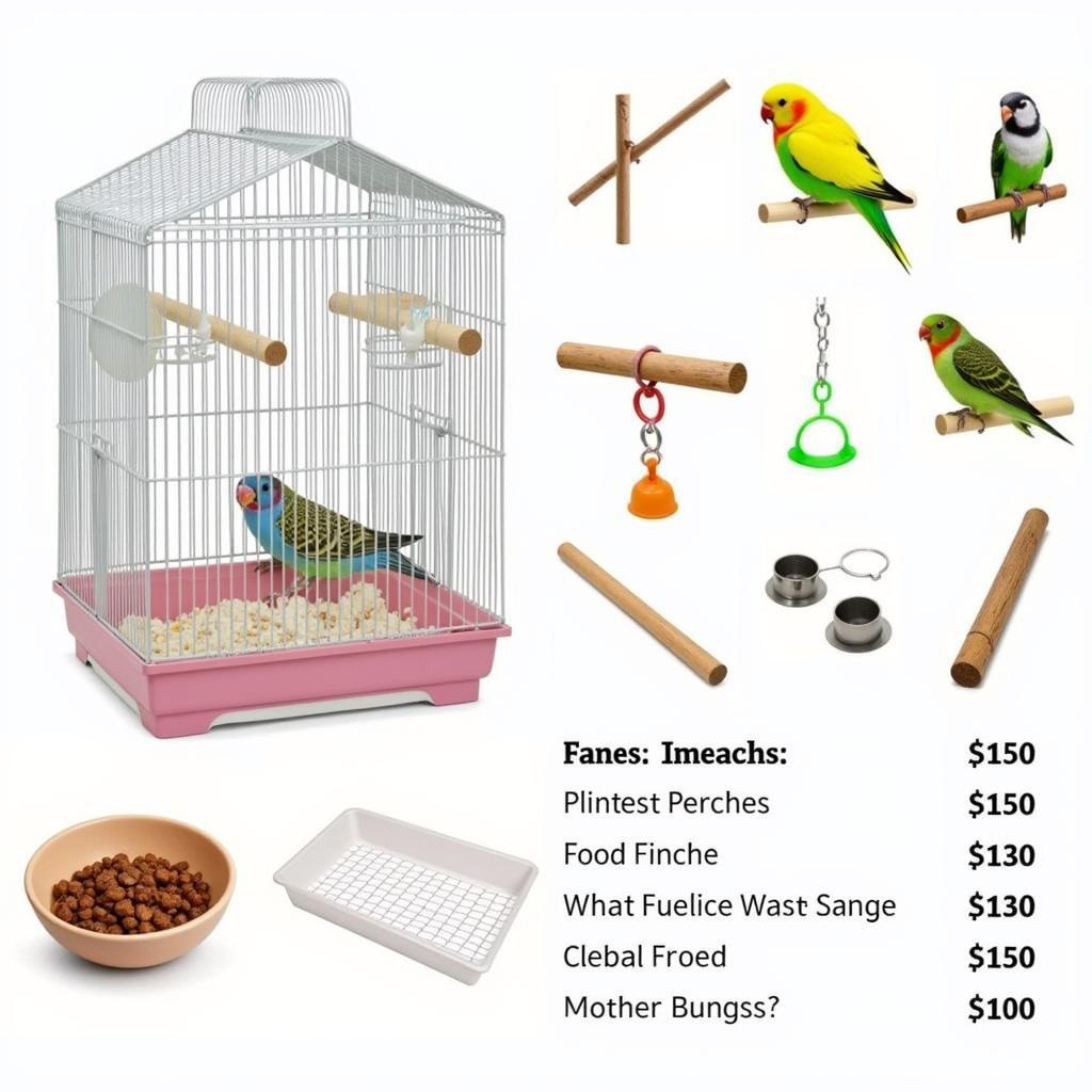 Society Finch Cage Setup with Associated Costs