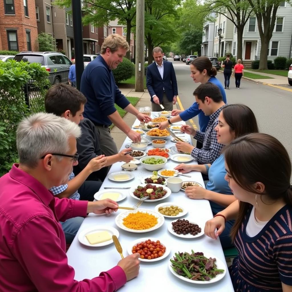 Neighbors Gathering in Society Hill, Jersey City