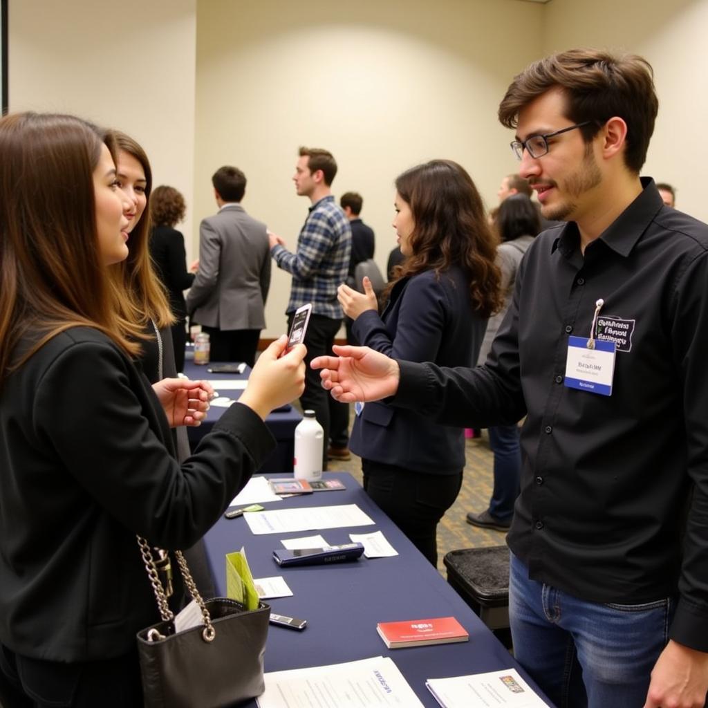 Students networking at a TAMS Academic Society event