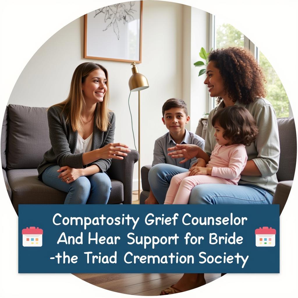 A grief counselor meeting with a family