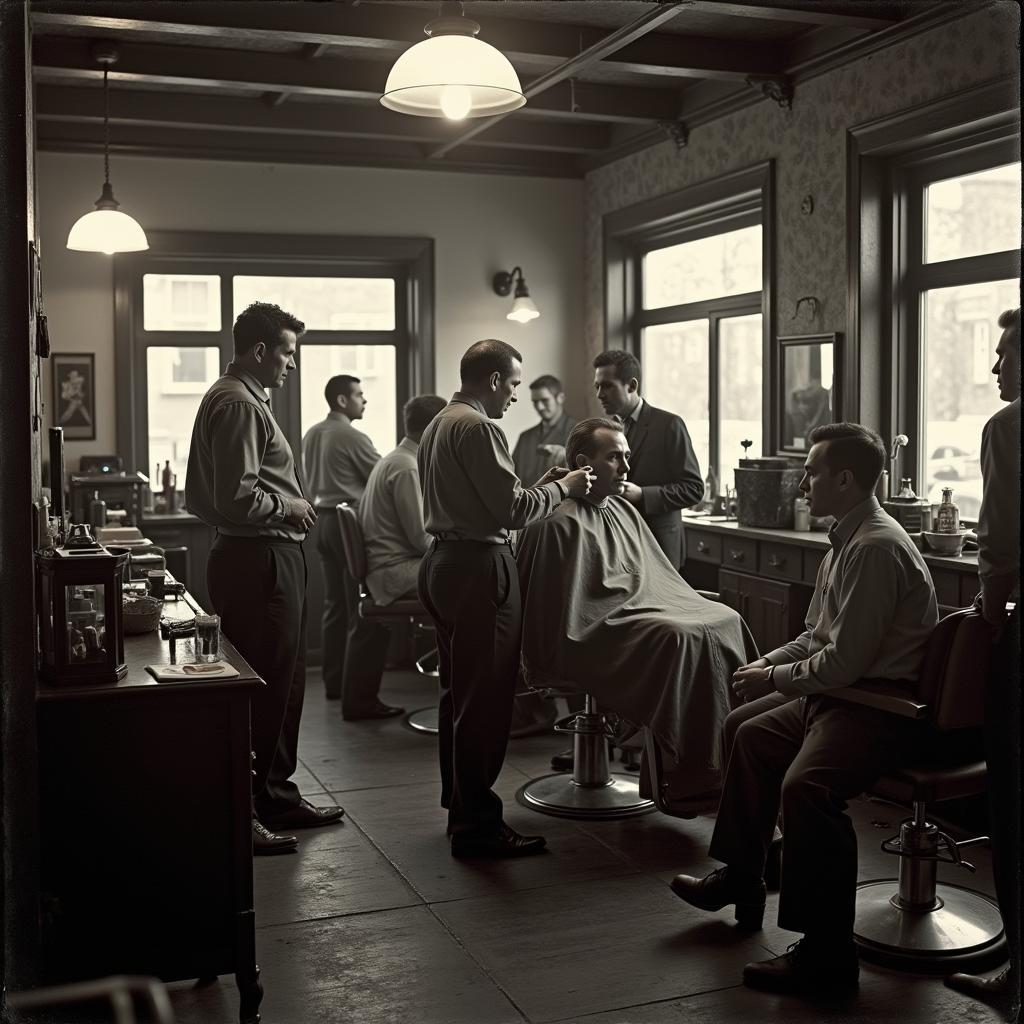 Vintage Barber Shop Scene