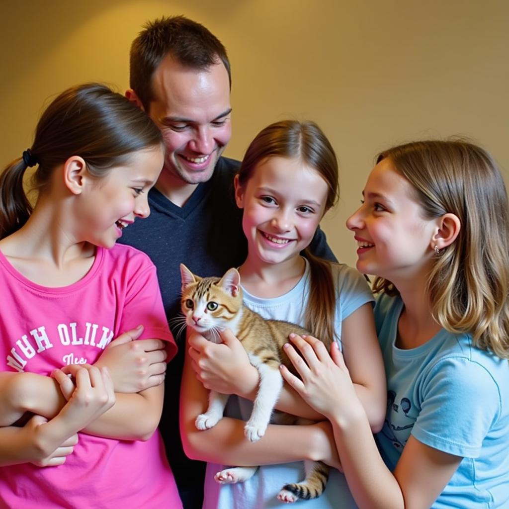 A family adopts a kitten from the West Olive Humane Society.